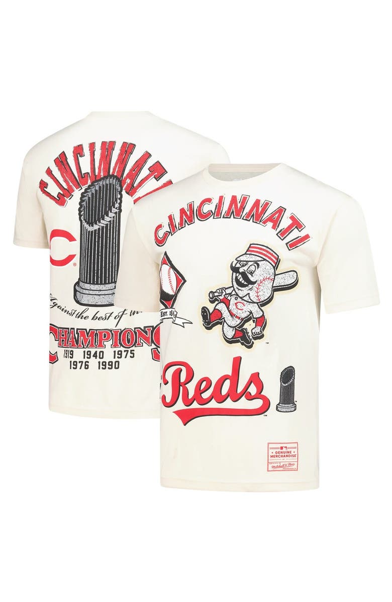 Mitchell & Ness Men's Mitchell & Ness Cream Cincinnati Reds Legacy Defined T-Shirt, Main, color,