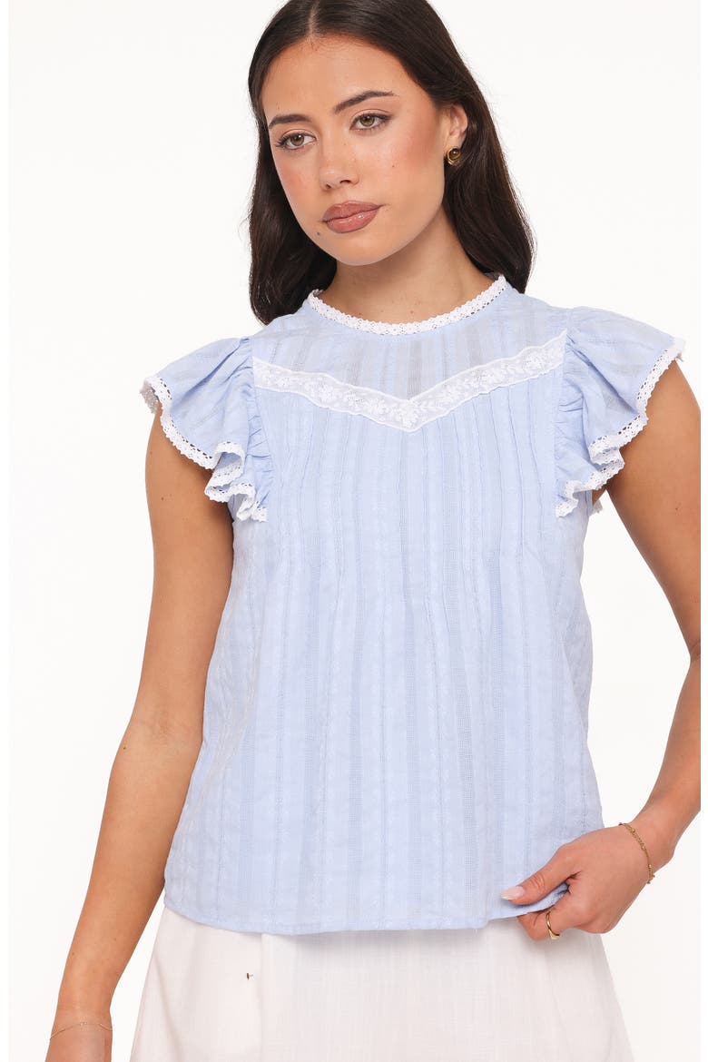 Laoise Lace Inset Ruffle Top, Alternate, color, LIGHT BLUE