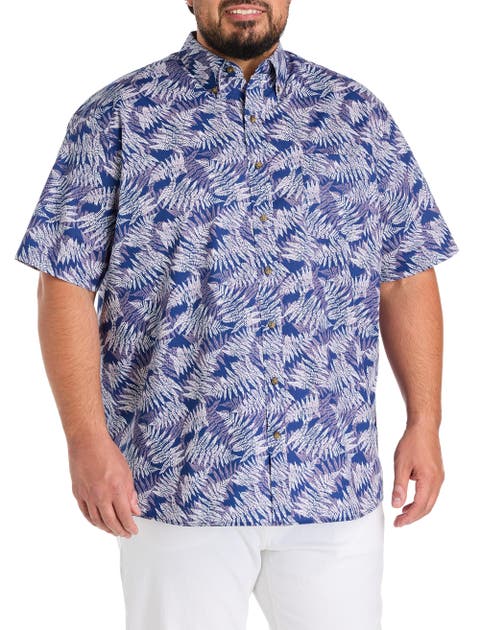 Big & Tall Easy-Care Fern Patterned Sport Shirt