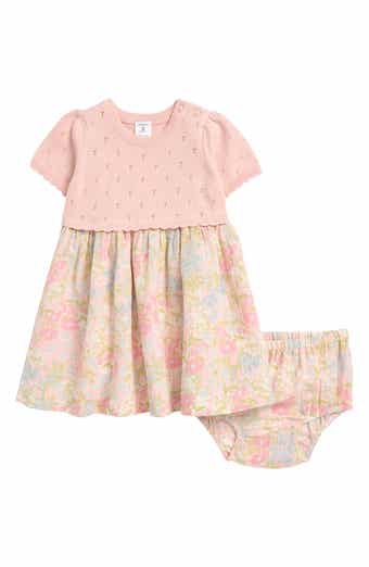Nordstrom Scallop Mixed Media Dress with Bloomers