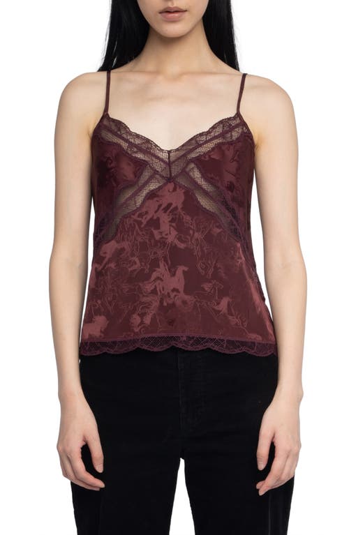 Zadig & Voltaire Womens Burgundy Cishi Lace-trim Silk Camisole In Red