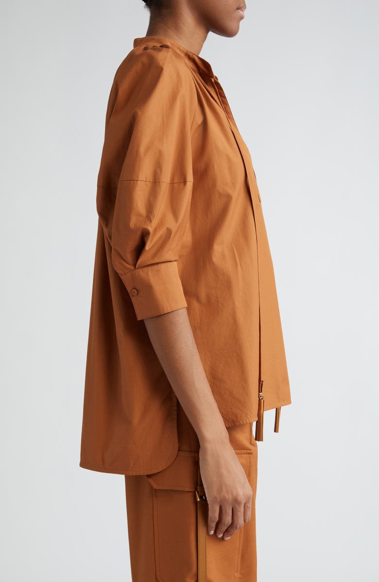 Max Mara Carpi Lantern Sleeve Cotton Poplin Top, Alternate, color,