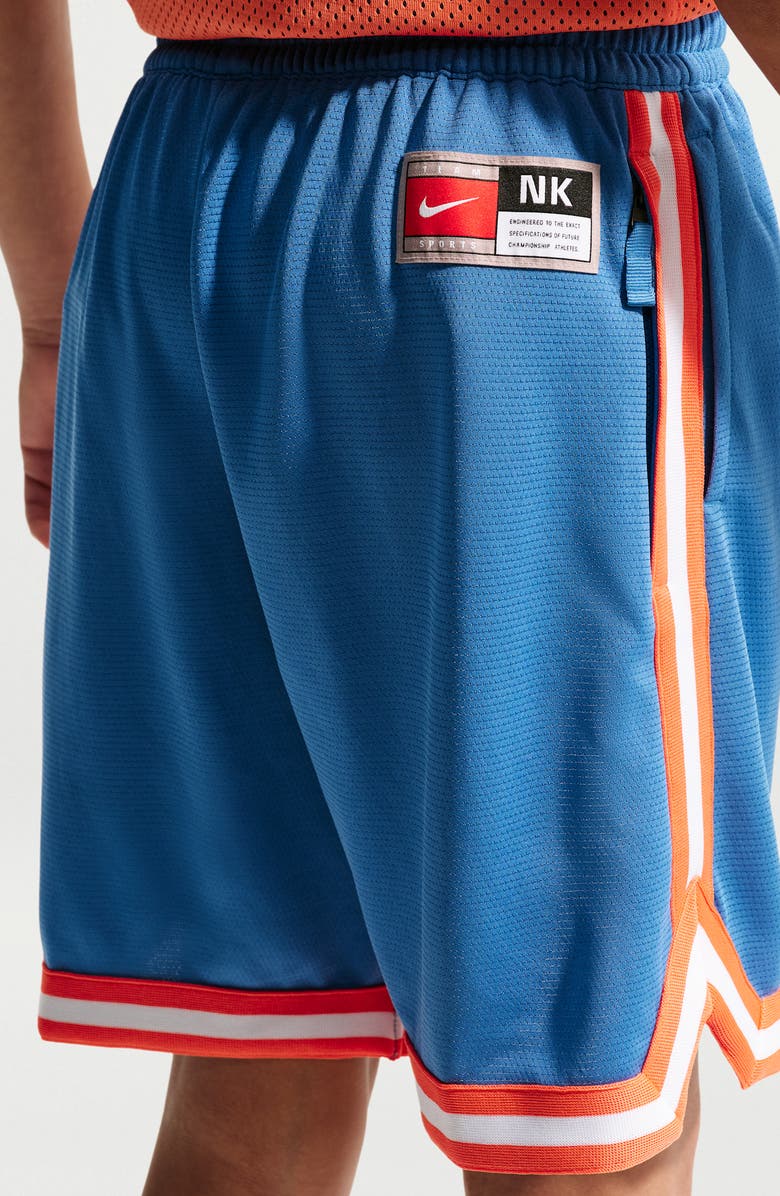 Nike Kids' DNA Dri-FIT Mesh Basketball Shorts, Alternate, color, 402 Star Blue/Turf Orange