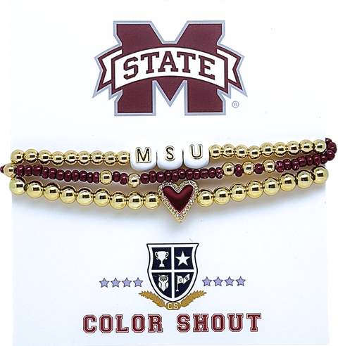 Mississippi State Love My College Bracelet Stack