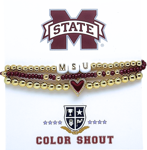 Color Shout Mississippi State Love My College Bracelet Stack In Gold