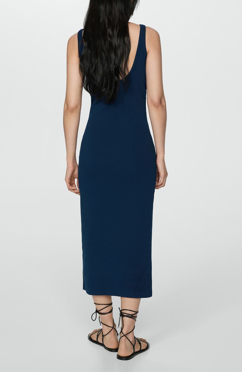 MANGO Side Ruched Rib Midi Tank Dress, Alternate, color, 