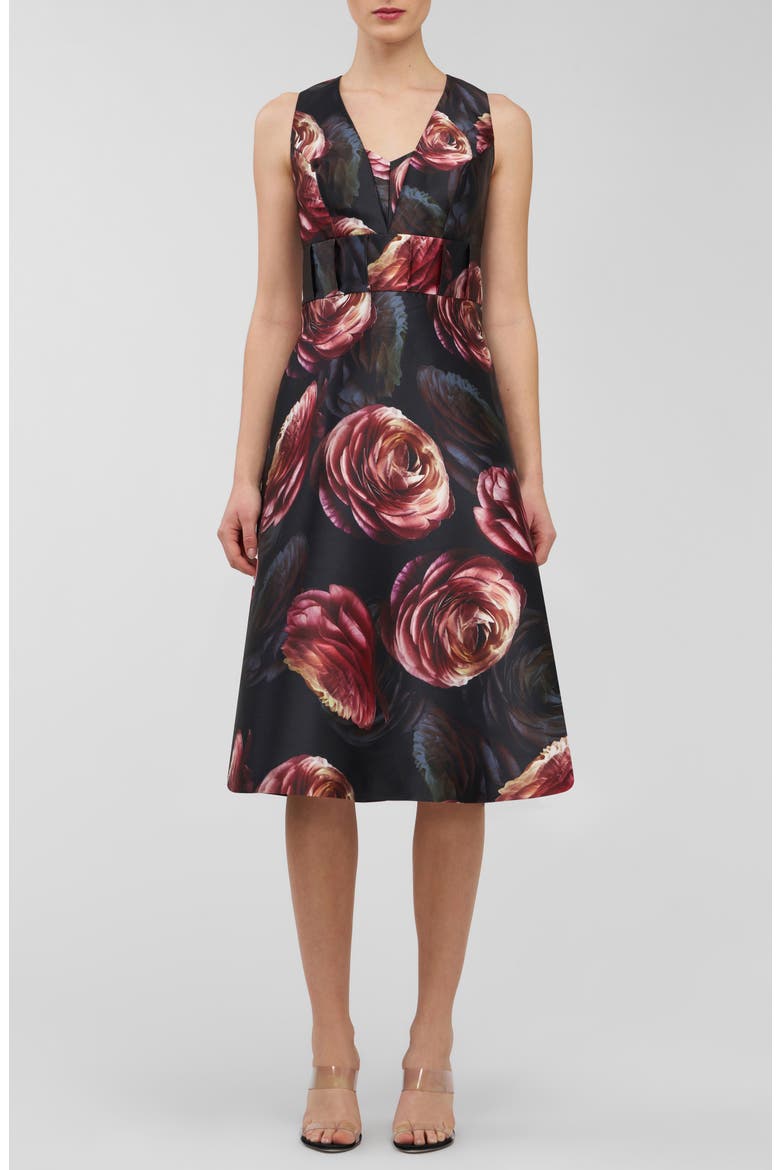 Antonia Fit & Flare Dress, Main, color, PRIMROSE/ ONYX