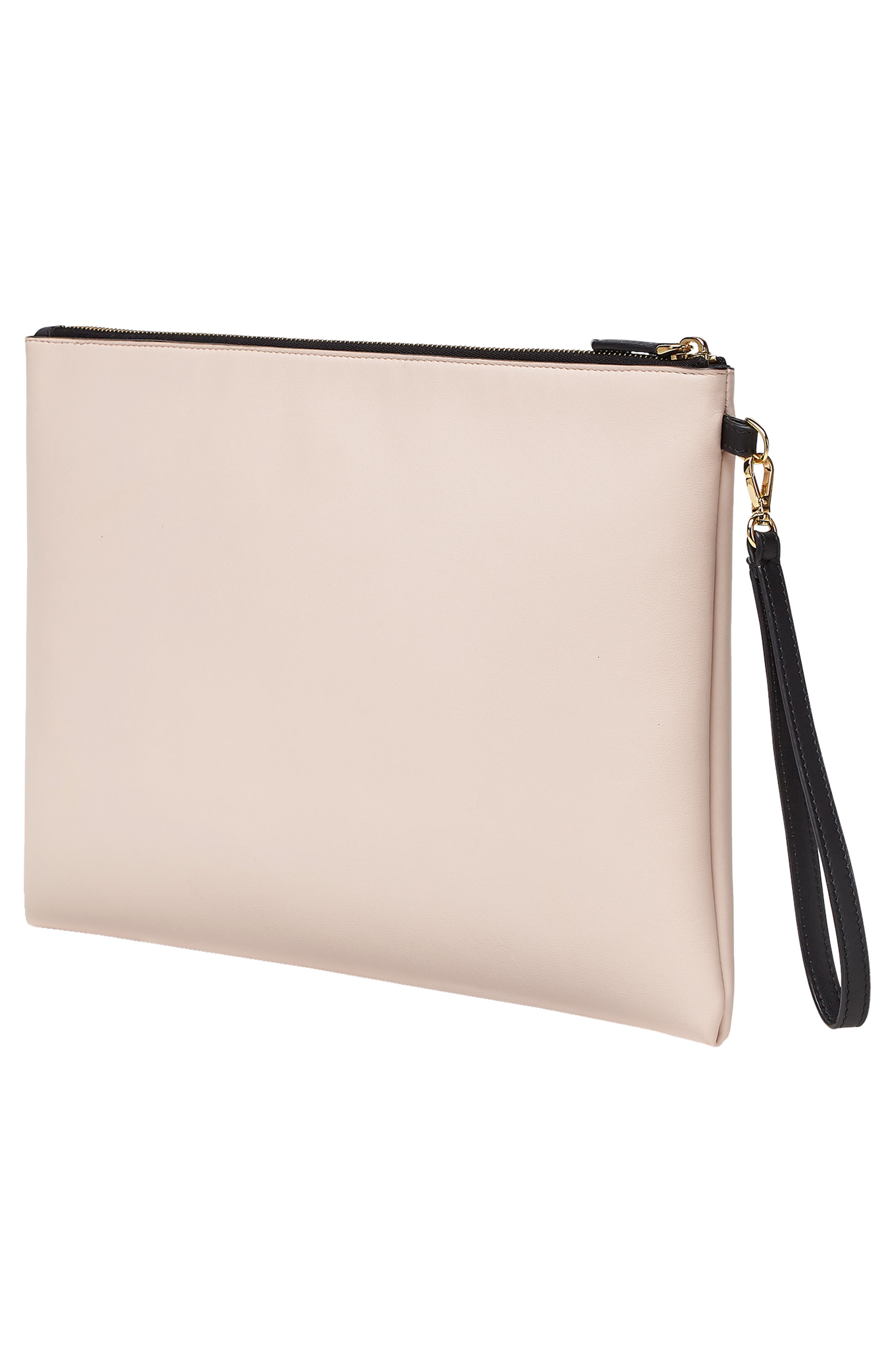 Fendi Large Logo Leather Flat Pouch, Alternate, color, 