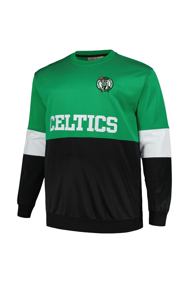 Men's Fanatics Branded Kelly Green/Black Boston Celtics Big & Tall Split Pullover Sweatshirt, Alternate, color, Kelly Green