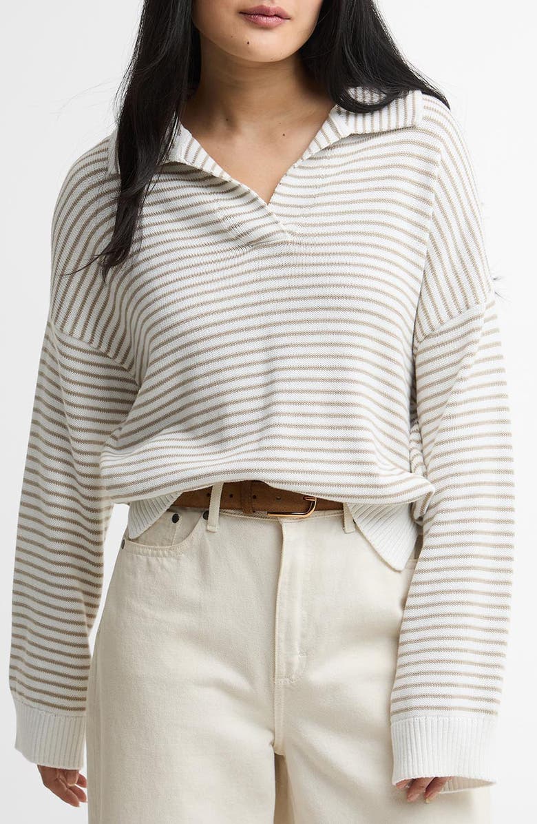 Barbour Aylesby Stripe Sweater, Main, color, Cloud/ Sand Stripe