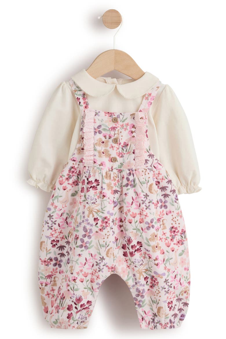 Kids' Floral Corduroy Dungarees & Bodysuit Set, Main, color, PINK