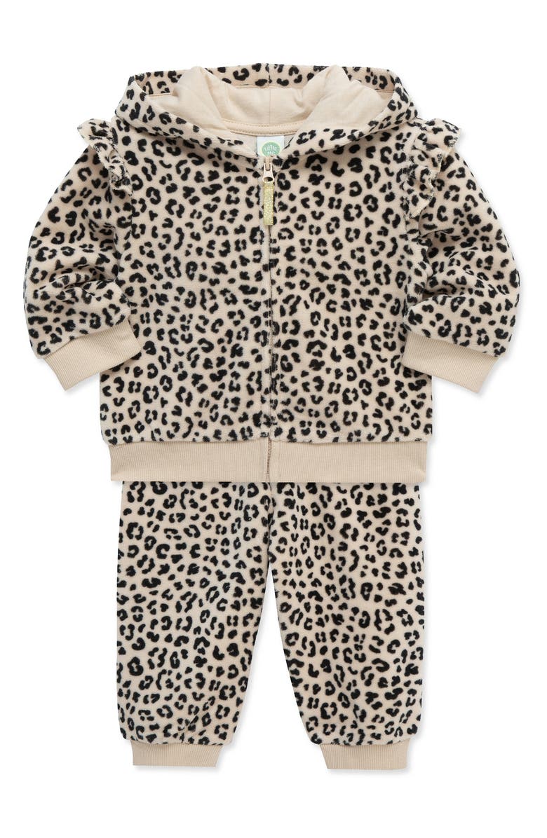 Little Me Leopard Zip Hoodie & Leggings Set, Alternate, color, Multi