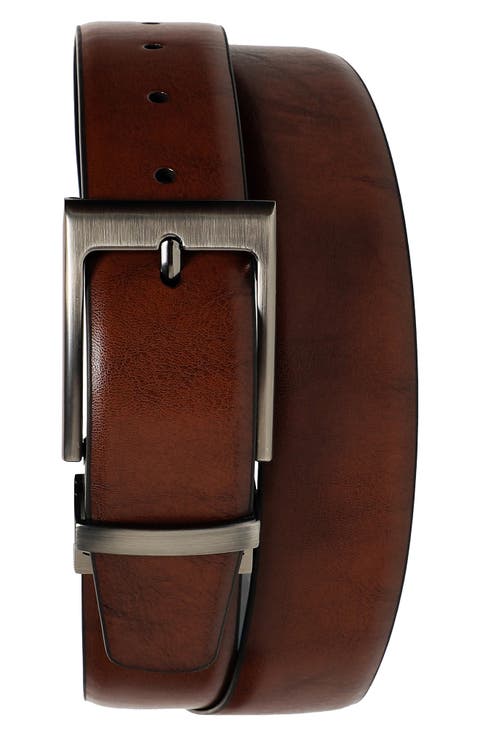 Burnished Reversible Leather Belt