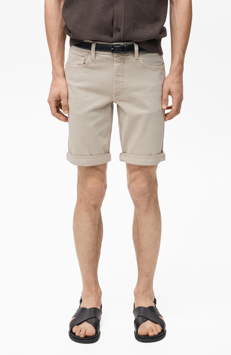 MANGO Slim Fit Stretch Cotton Bermuda Chino Shorts, Main, color, Sand