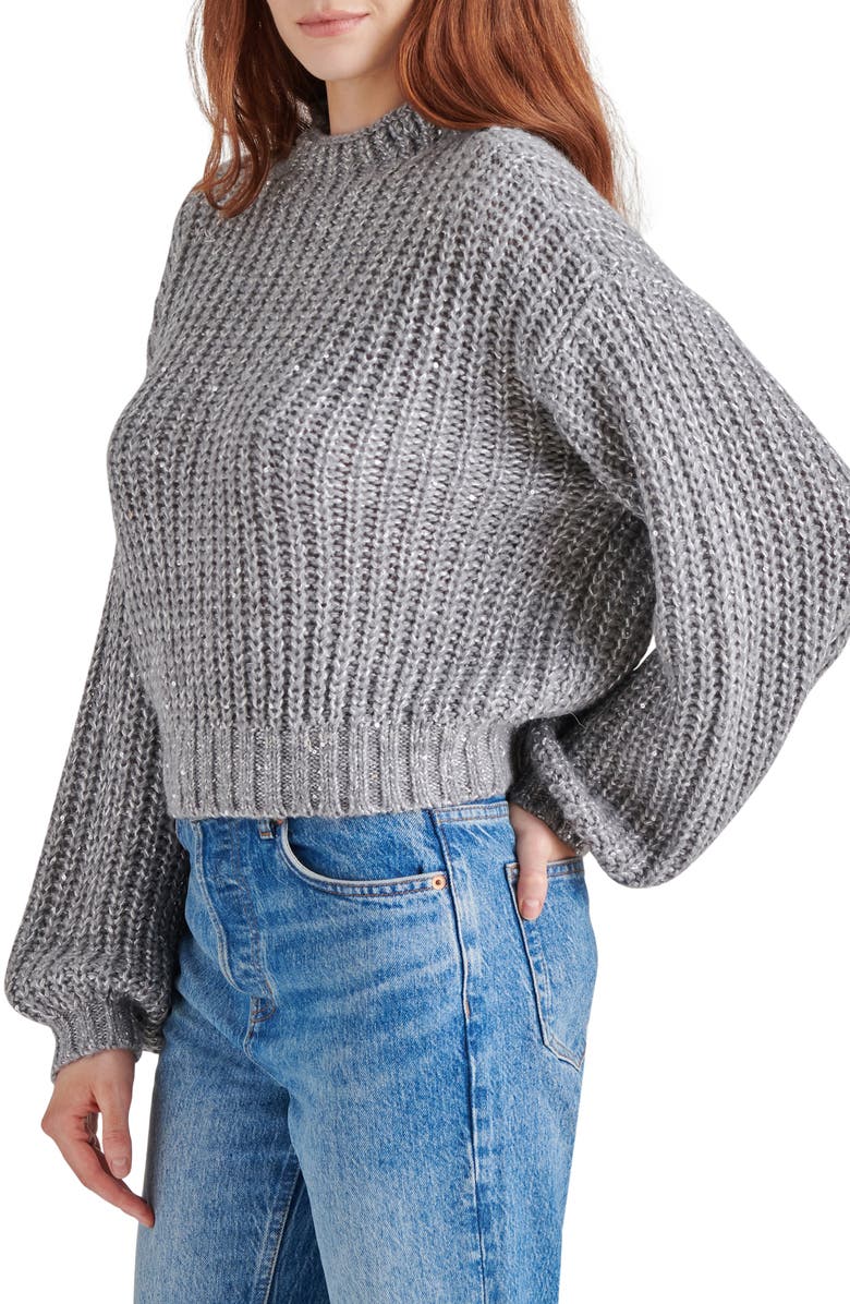 Steve Madden Martina Mock Neck Sweater, Alternate, color, Heather Grey