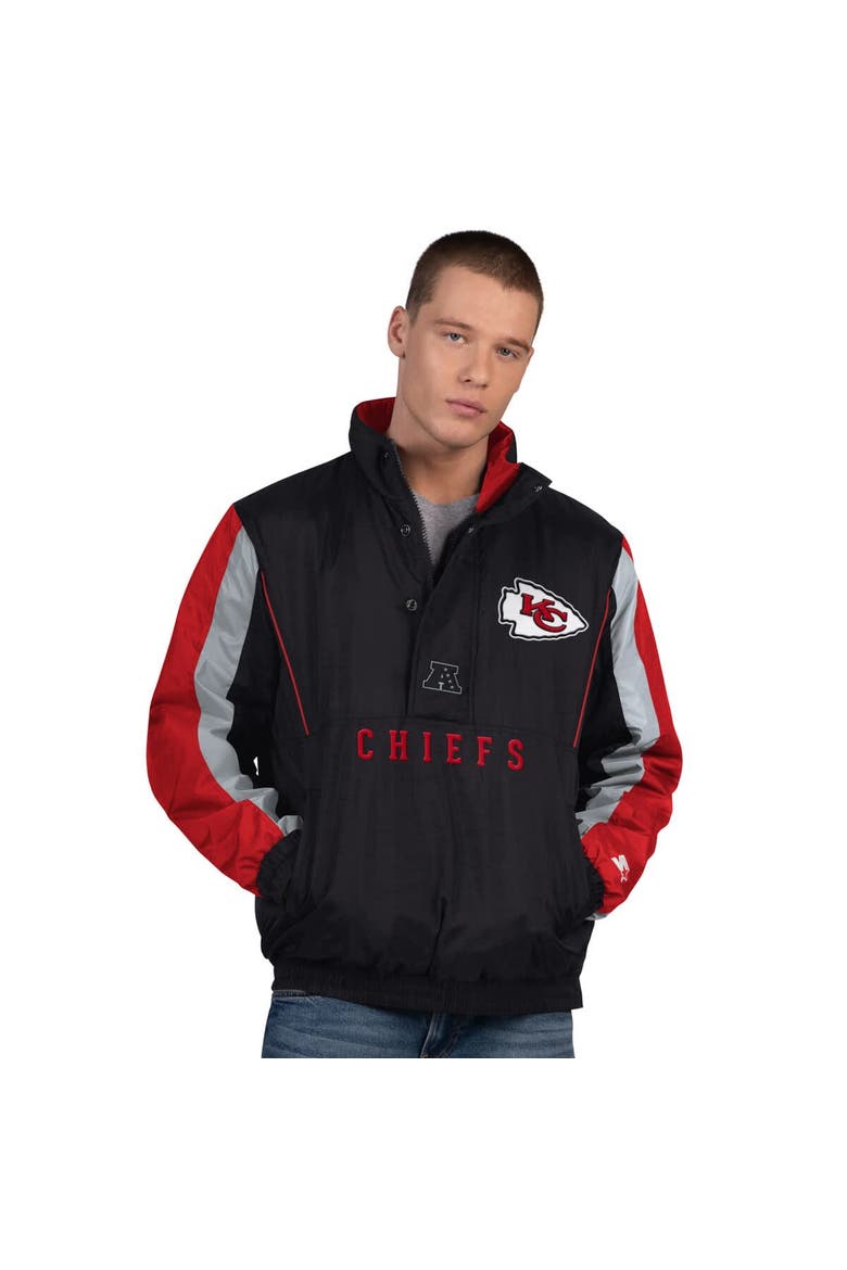 Men's Starter  Black Kansas City Chiefs Thursday Night Gridiron Half-Zip Jacket, Main, color, Black