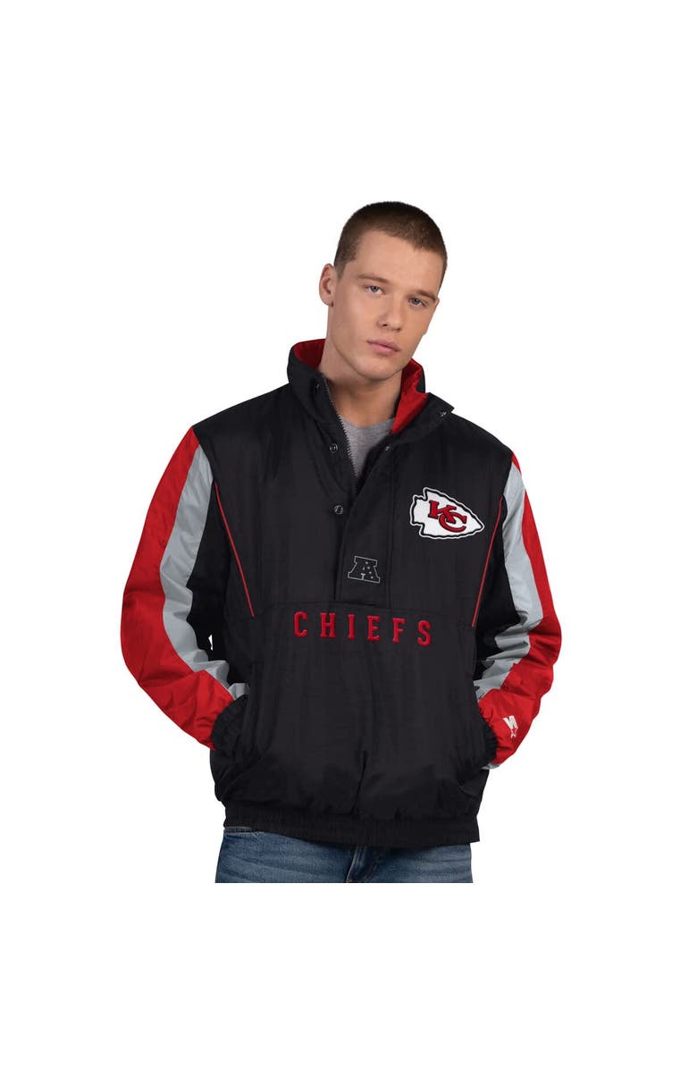STARTER Men's Starter Black Kansas City Chiefs Thursday Night Gridiron Half-Zip Jacket, Main, color, Black