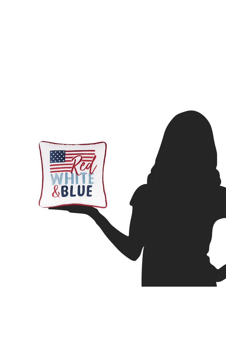 C&F Home "Red White & Blue" USA Flag Mini Accent Pillow, 10" x 10", Alternate, color, Red