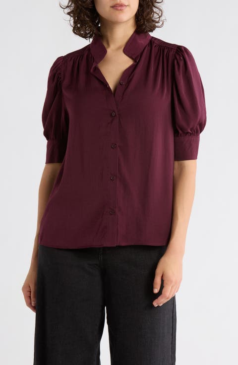 Puff Sleeve Button-Up Shirt