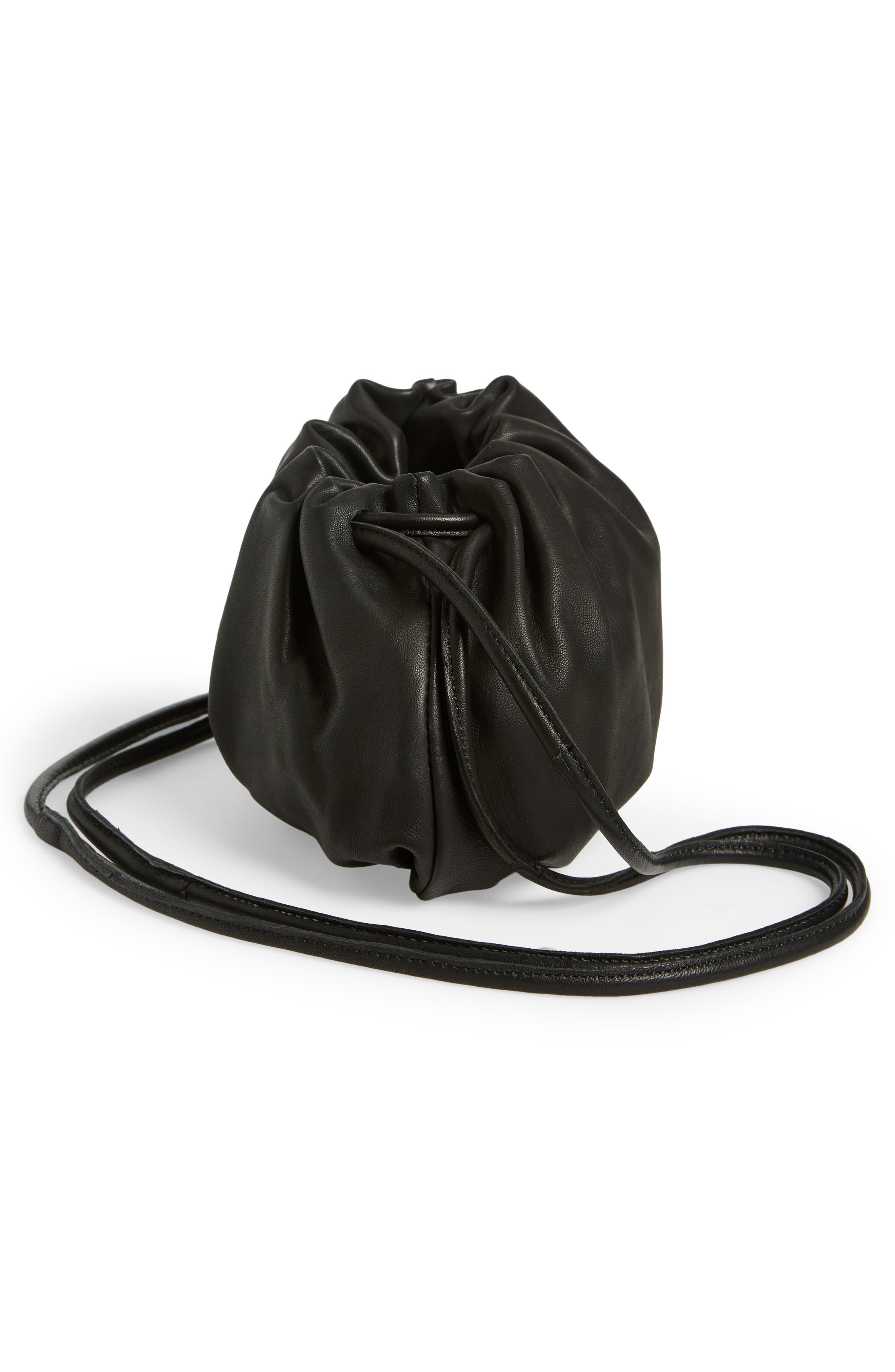 Topshop Leah Leather Drawstring Crossbody Bag, Alternate, color, 