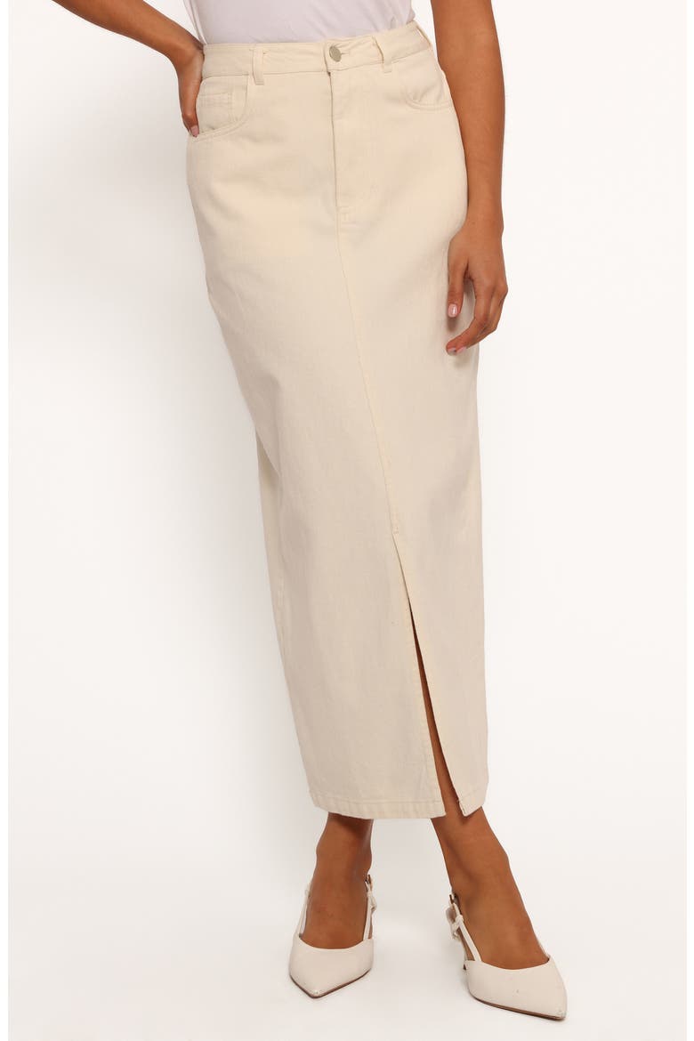 Kellen Slit Front Cotton Corduroy Maxi Skirt, Main, color, CREAM