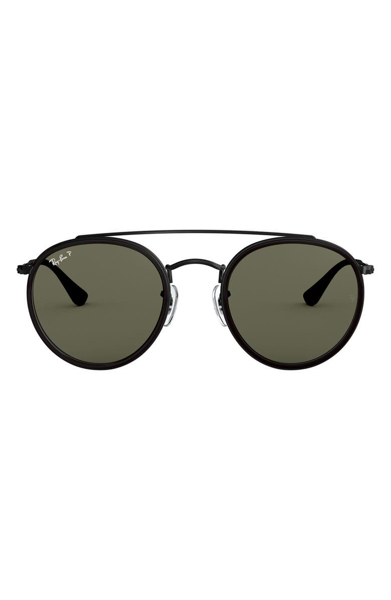 Ray-Ban 51mm Polarized Round Sunglasses, Main, color, Black/ Polar