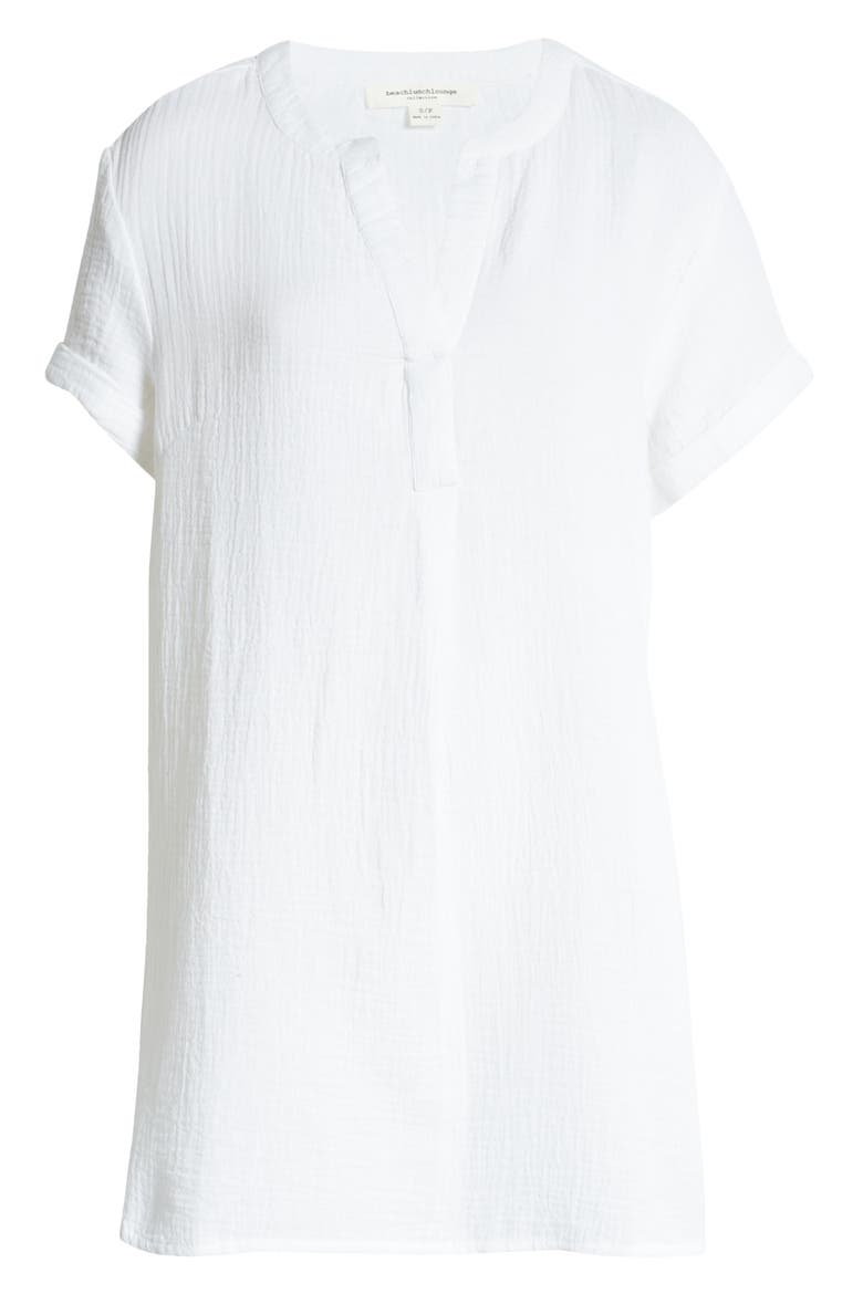 Marley Tonal Check Cotton Shift Dress, Alternate, color, STARK WHITE