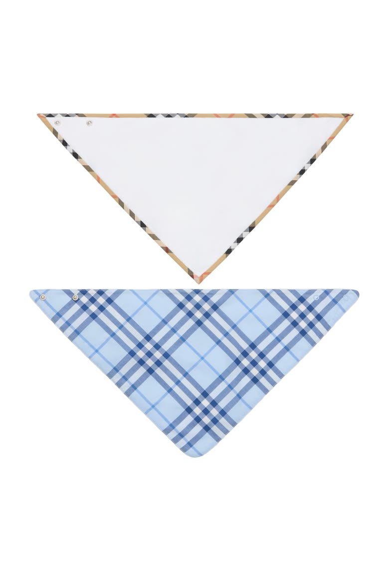 Check Cotton Two-piece Bib Set, Main, color, Ice blue
