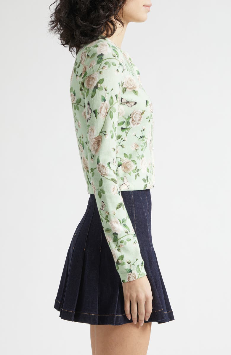 Alice + Olivia Carson Floral Cotton Blend Cardigan, Alternate, color, Garden Gossip Light Sage