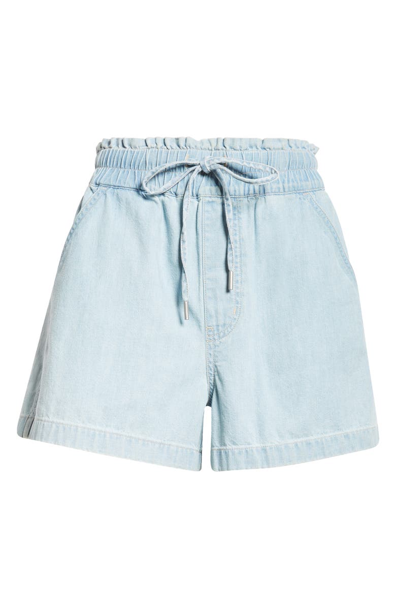 Veronica Beard Tijana Drawstring Waist Chambray Shorts, Alternate, color, Sky