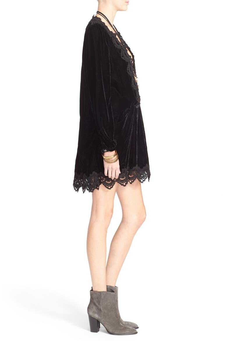 'Dreams' Lace Trim Tunic Dress, Alternate, color, BLACK