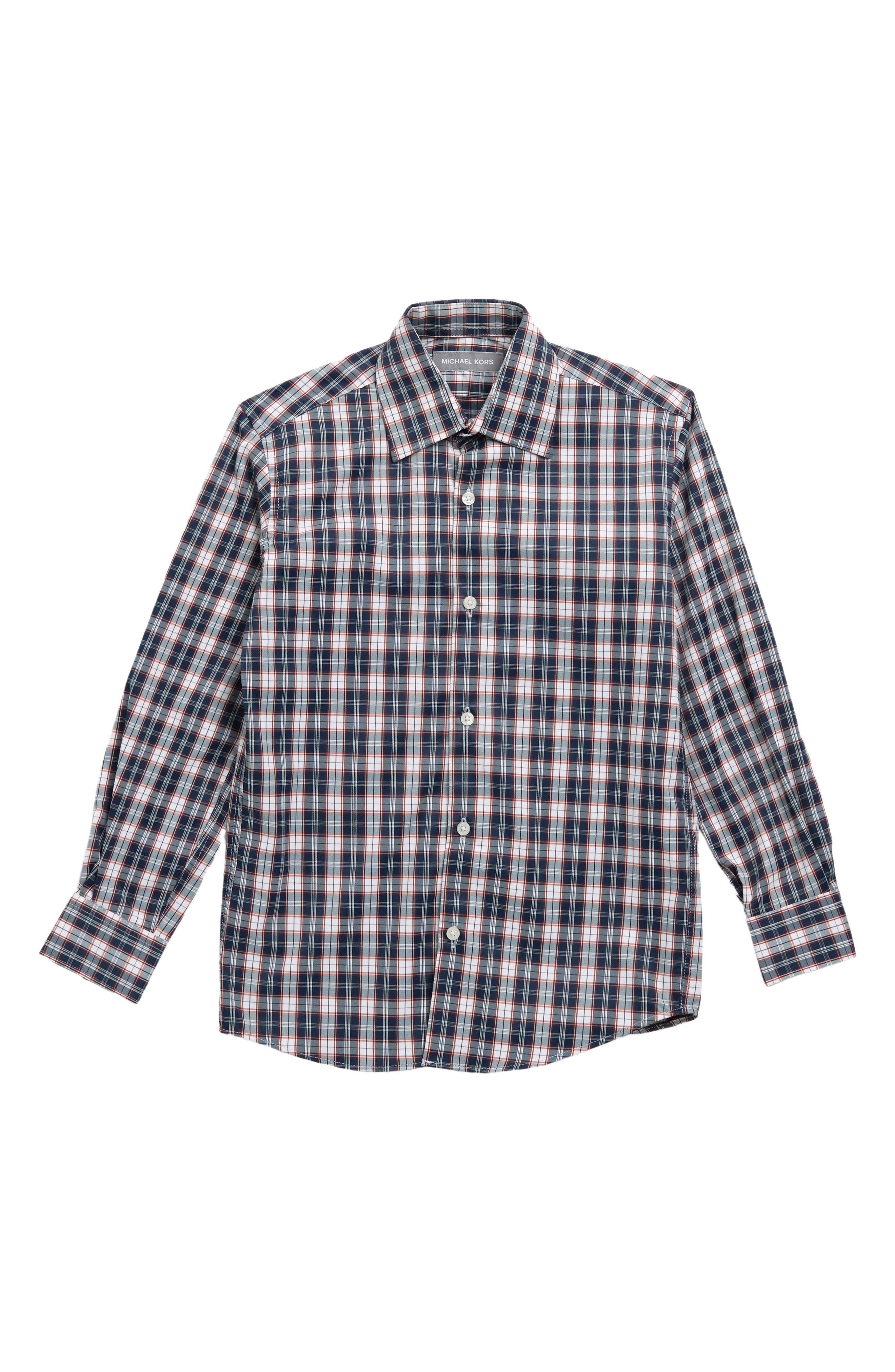 Michael Kors Collection Kids' Plaid Long Sleeve Button-Up Shirt