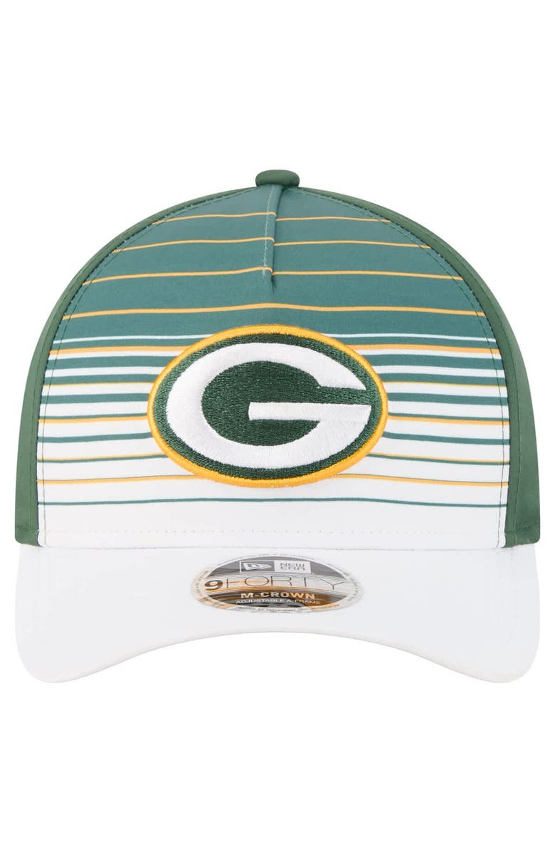 New Era Men's New Era White/Green Green Bay Packers Adventure Gradient 9FORTY M-Crown A-Frame Adjustable Hat, Alternate, color, White
