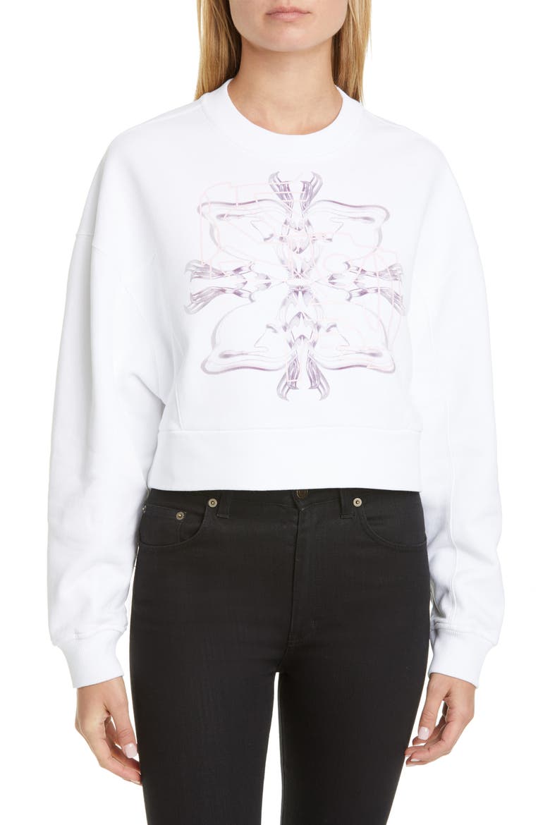 Logo Crop Sweatshirt (Nordstrom Exclusive), Main, color, WHITE
