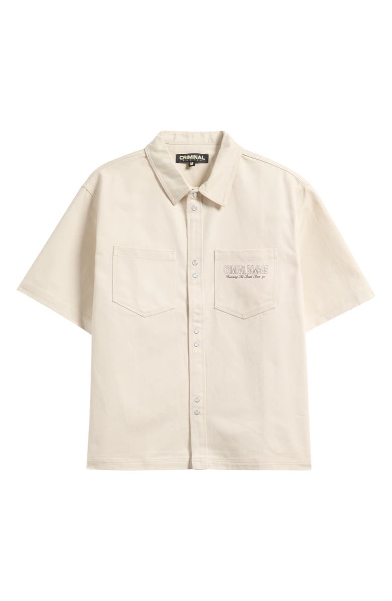 CRIMINAL DAMAGE Running The Streets Chest Pocket Knit Shirt, Alternate, color, Oatmeal