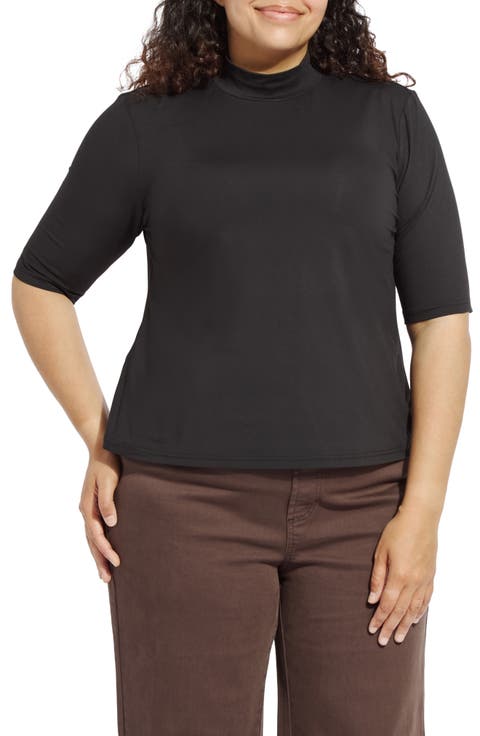 Clara Mock Neck Elbow Sleeve Top