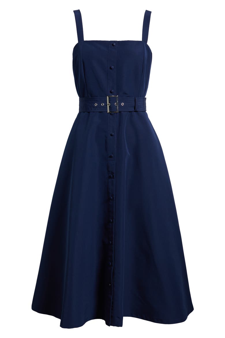 Belted Fit & Flare Sundress, Alternate, color, NAVY