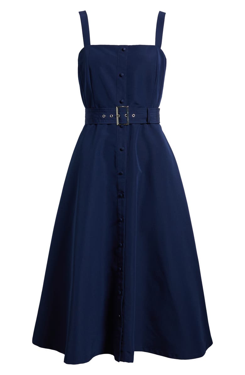 Julia Jordan Belted Fit & Flare Sundress, Alternate, color, Navy