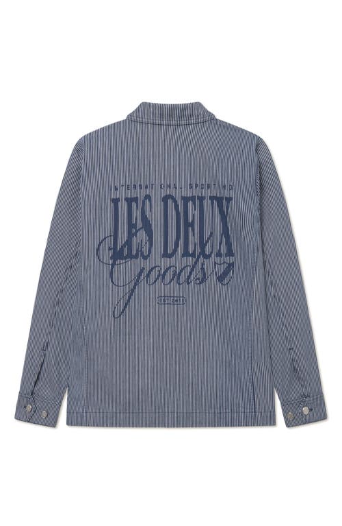 Les Deux Steven Stripe Cotton Graphic Overshirt In Multi