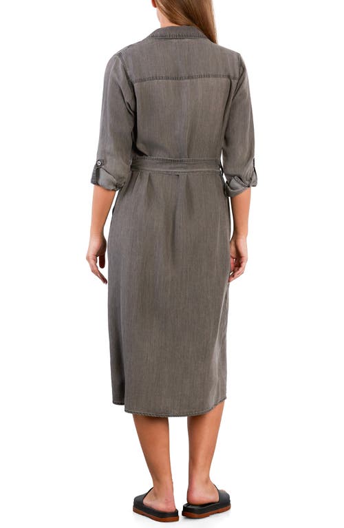 Wash Lab Denim Soft Denim Belted Midi Shirtdress In Gray