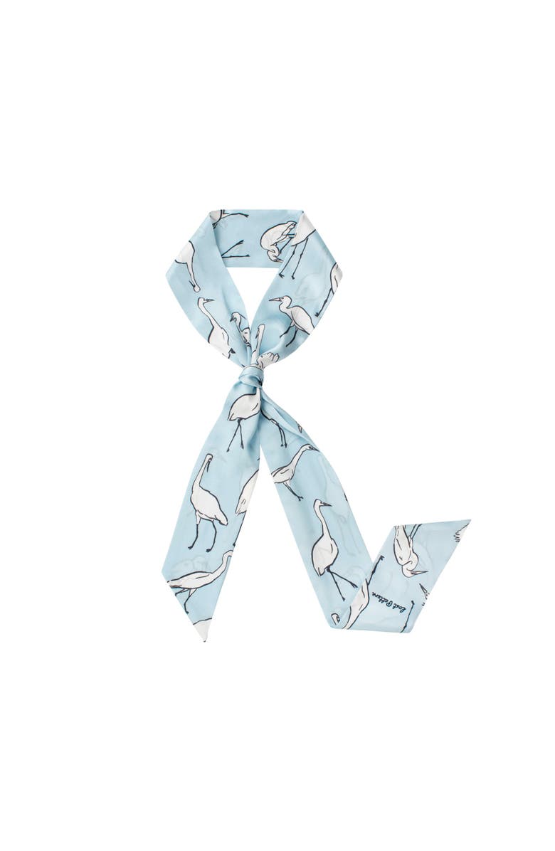 Lost Pattern "Little Egret" Silk Neck Bow Scarf, Main, color, Light Blue