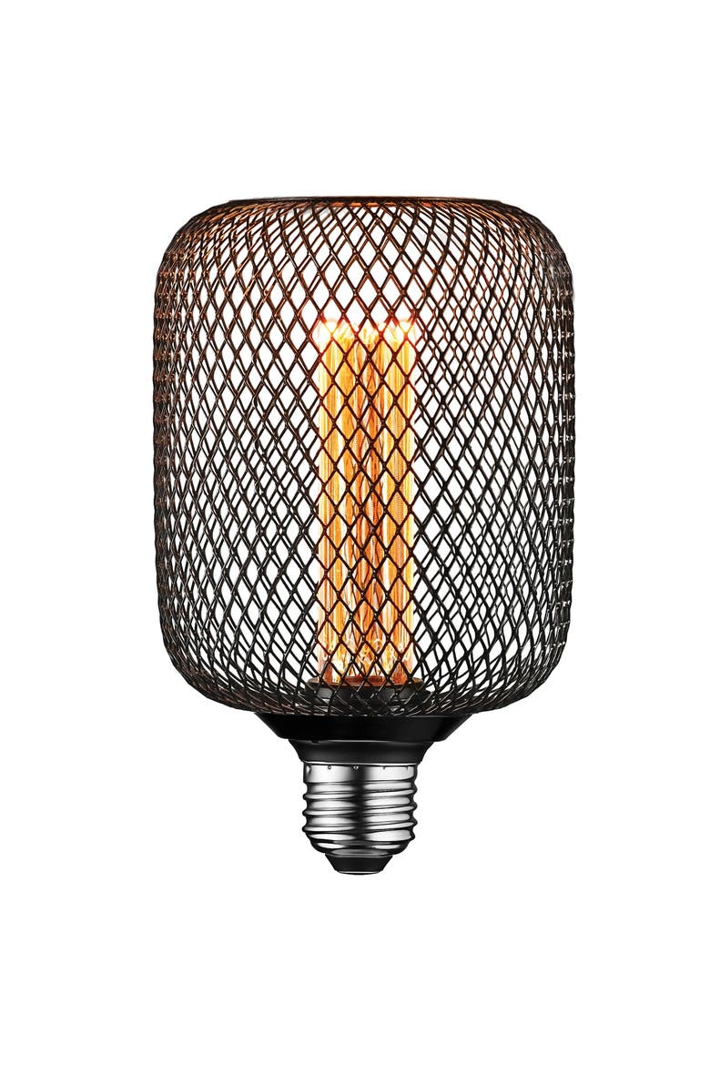 LED Decorative Light Bulb, Vintage Black Metal Cage Edison Light, Main, color, Black