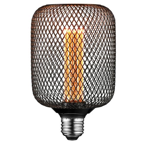 LED Decorative Light Bulb, Vintage Black Metal Cage Edison Light