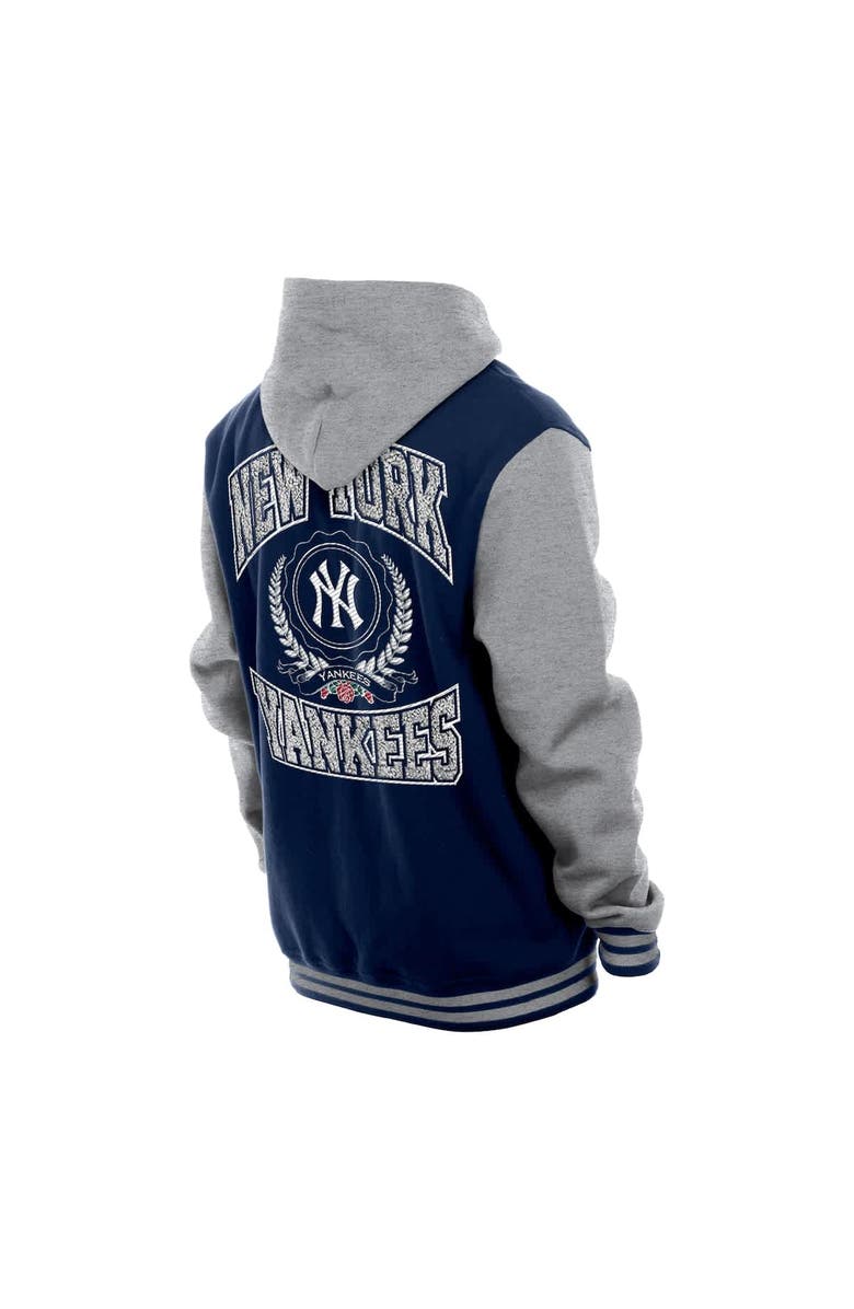 New Era Men's New Era Navy New York Yankees Throwback Prep Full-Snap Hoodie Jacket, Alternate, color, 