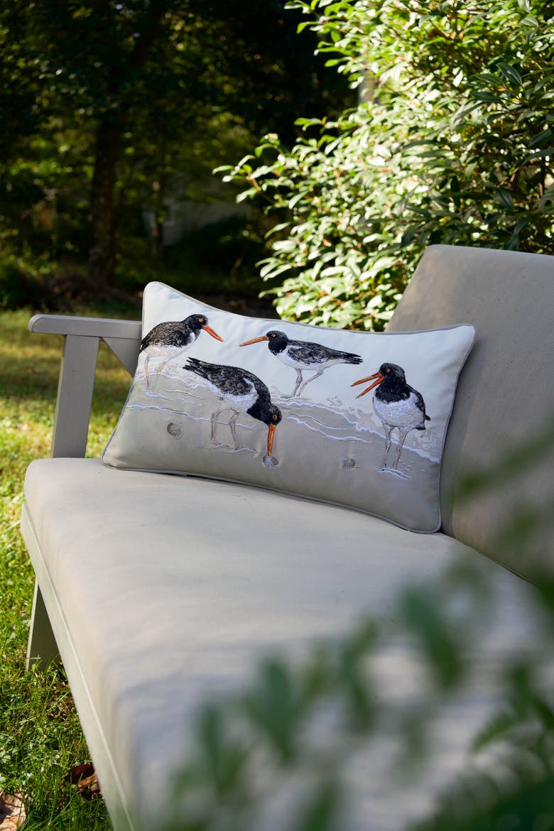 Oystercatcher Social Lumbar Mini Lumbar Accent Pillow 12" x 21", Alternate, color, Gray