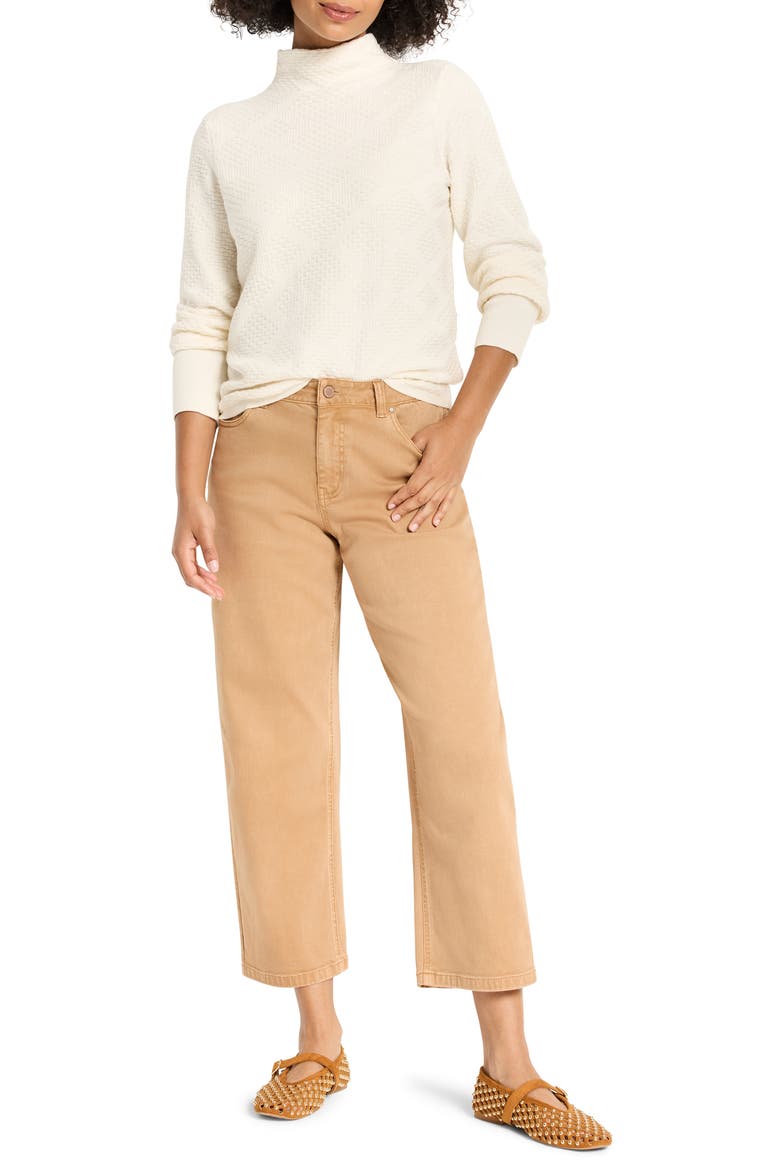 Diamond Stitch Funnel Neck Sweater, Alternate, color, CLASSIC CREAM