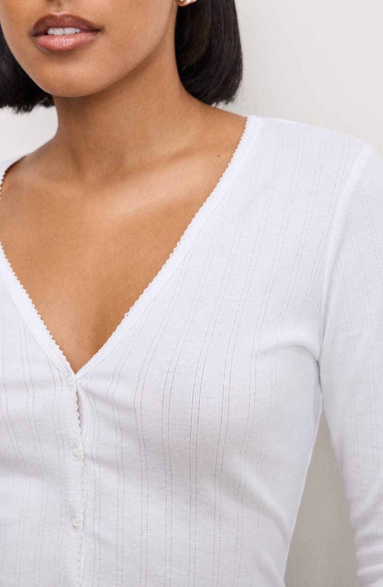 Good American Pointelle Crop Cardigan, Alternate, color, 