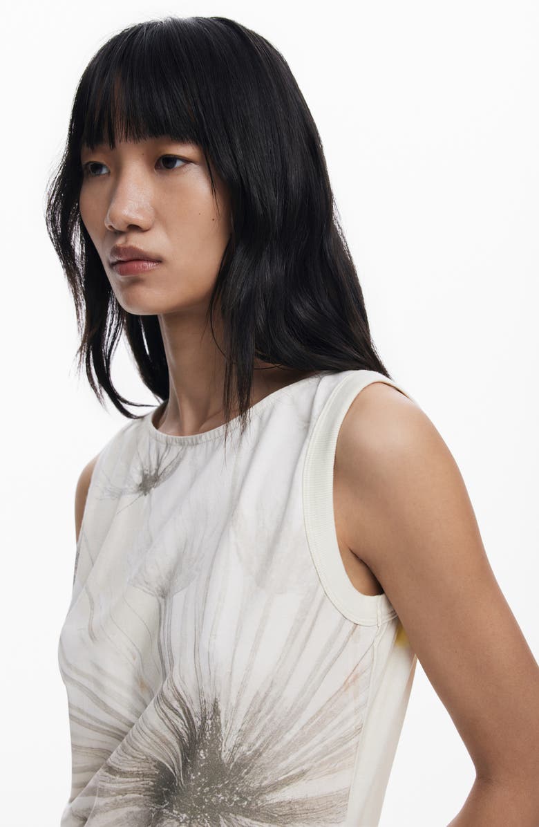 Desigual Sleeveless Floral Top, Alternate, color, Light Beige