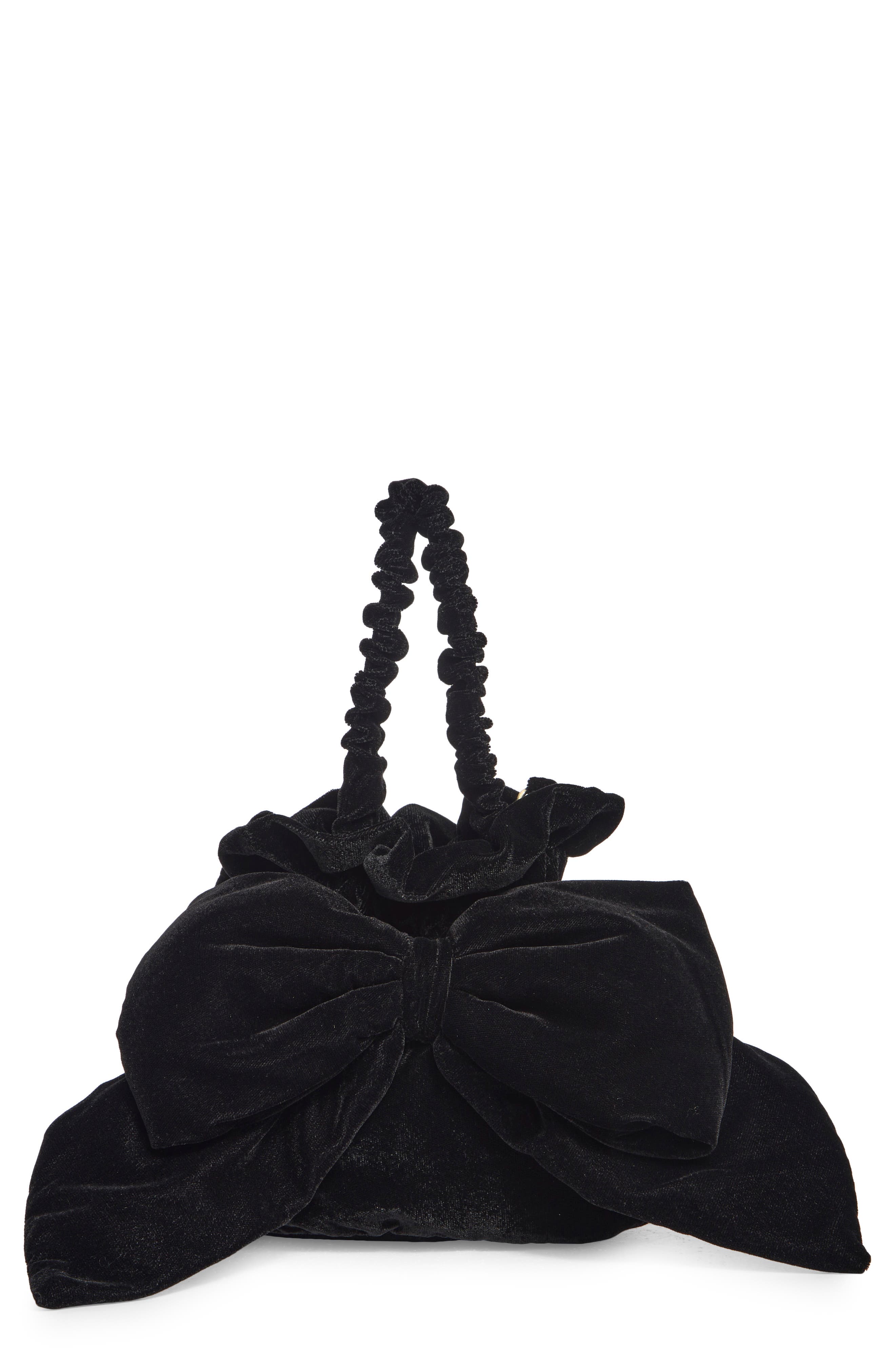 Free People Belle Velvet Bow Bag, Main, color, Black