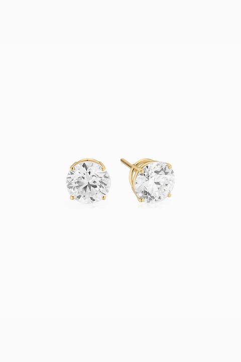 14K Solid Gold Luminous 2 Carat Lab Diamond Classic Studs